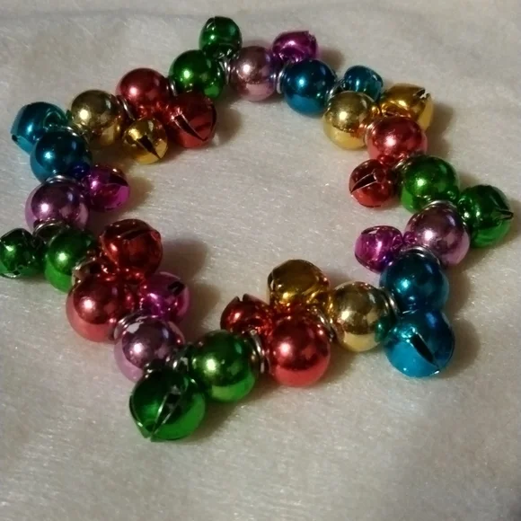 Jingle bell bracelet multi color metal stretch (sku 674) - Picture 2 of 4